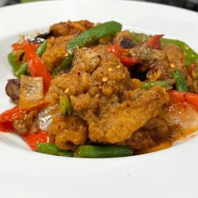 Spicy Catfish with Eggplant.